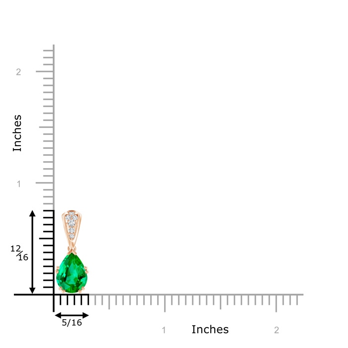 9x7mm AAA Vintage Style Pear Emerald Drop Pendant with Diamonds in Rose Gold product image