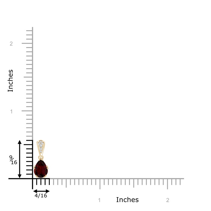 7x5mm A Vintage Style Pear Garnet Drop Pendant with Diamonds in 9K Yellow Gold product image