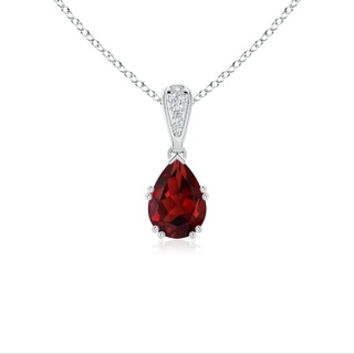 7x5mm AAAA Vintage Style Pear Garnet Drop Pendant with Diamonds in P950 Platinum