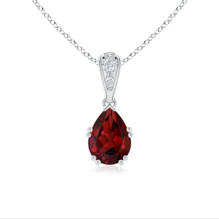 8x6mm AAAA Vintage Style Pear Garnet Drop Pendant with Diamonds in P950 Platinum