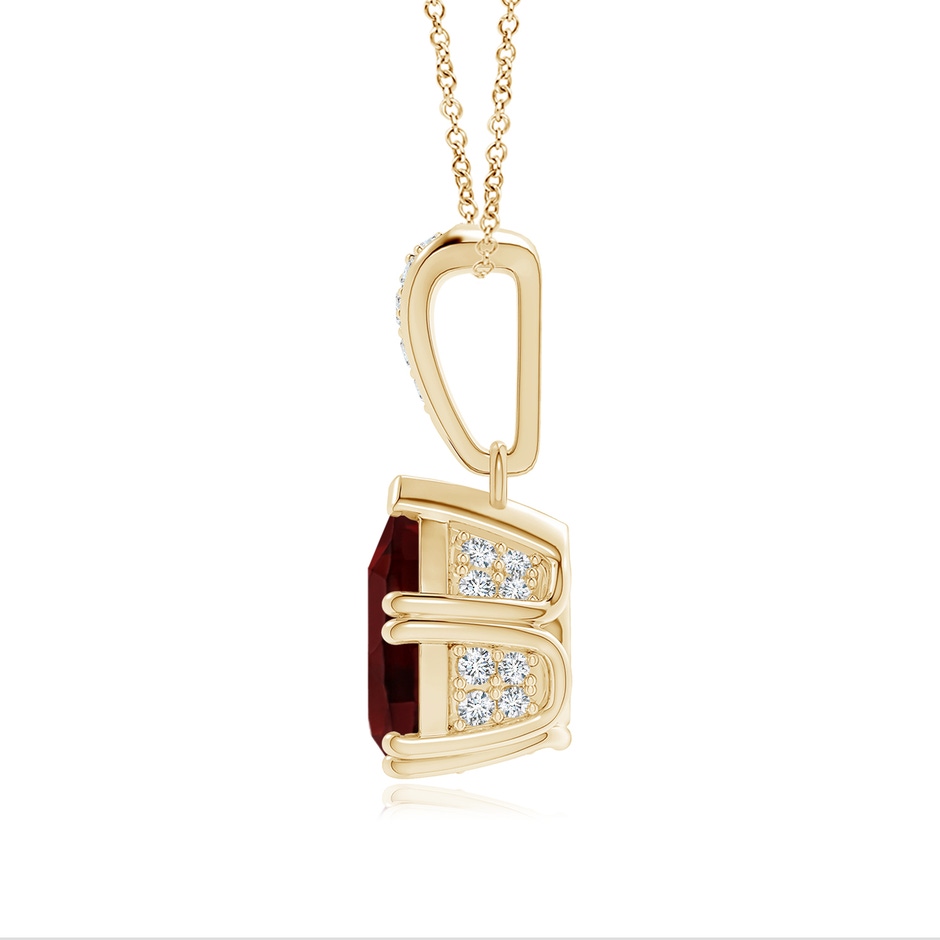 9x7mm AA Vintage Style Pear Garnet Drop Pendant with Diamonds in Yellow Gold side 1