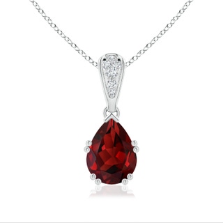 9x7mm AAAA Vintage Style Pear Garnet Drop Pendant with Diamonds in P950 Platinum