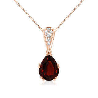 12.08x7.58x5.13mm AAAA Vintage Style GIA Certified Pear Garnet Drop Pendant in 18K Rose Gold