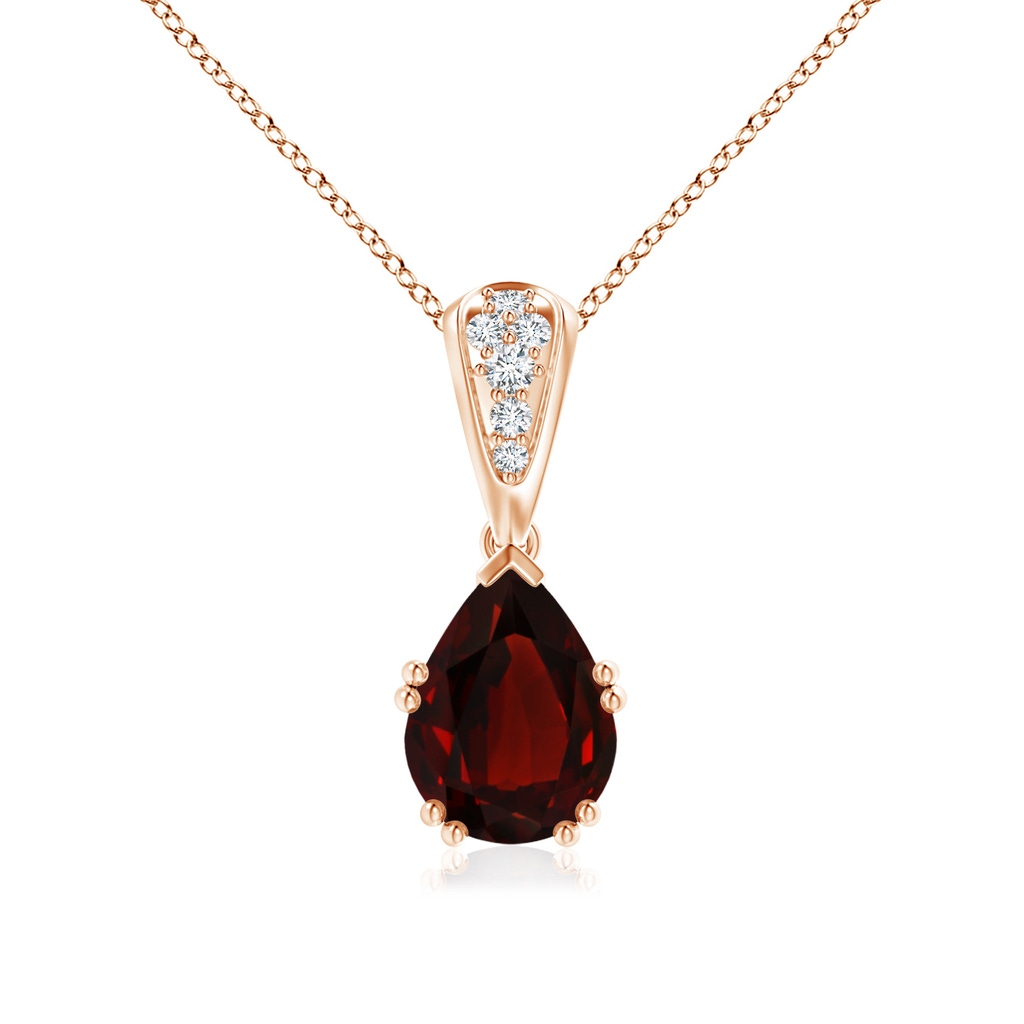 12.08x7.58x5.13mm AAAA Vintage Style GIA Certified Pear Garnet Drop Pendant in Rose Gold