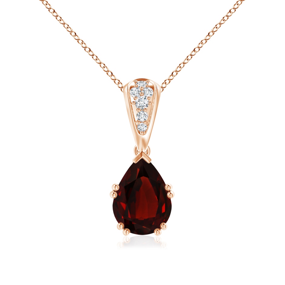 12.08x7.58x5.13mm AAAA Vintage Style GIA Certified Pear Garnet Drop Pendant in Rose Gold 