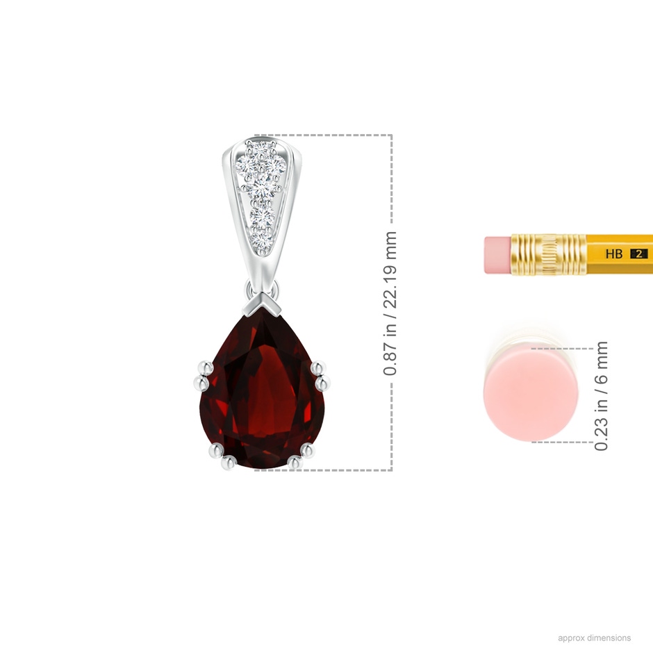 12.08x7.58x5.13mm AAAA Vintage Style GIA Certified Pear Garnet Drop Pendant in White Gold ruler