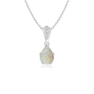 7x5mm AAA Vintage Style Pear Opal Drop Pendant with Diamonds in White Gold