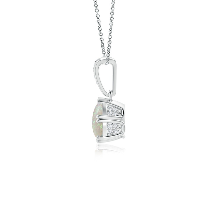 7x5mm AAA Vintage Style Pear Opal Drop Pendant with Diamonds in White Gold product image