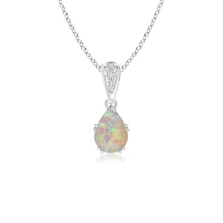 7x5mm AAAA Vintage Style Pear Opal Drop Pendant with Diamonds in P950 Platinum