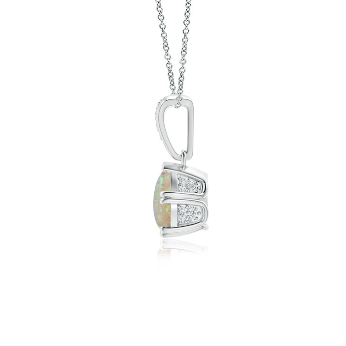 7x5mm AAAA Vintage Style Pear Opal Drop Pendant with Diamonds in White Gold product image