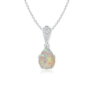 8x6mm AAAA Vintage Style Pear Opal Drop Pendant with Diamonds in P950 Platinum