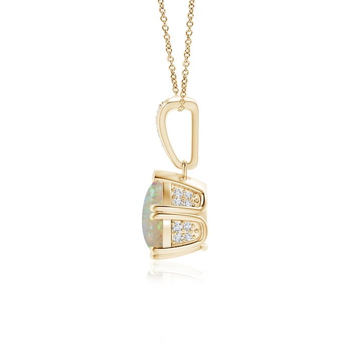 8x6mm AAAA Vintage Style Pear Opal Drop Pendant with Diamonds in Yellow Gold product image