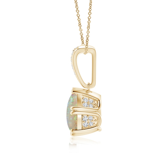 9x7mm AAAA Vintage Style Pear Opal Drop Pendant with Diamonds in Yellow Gold product image