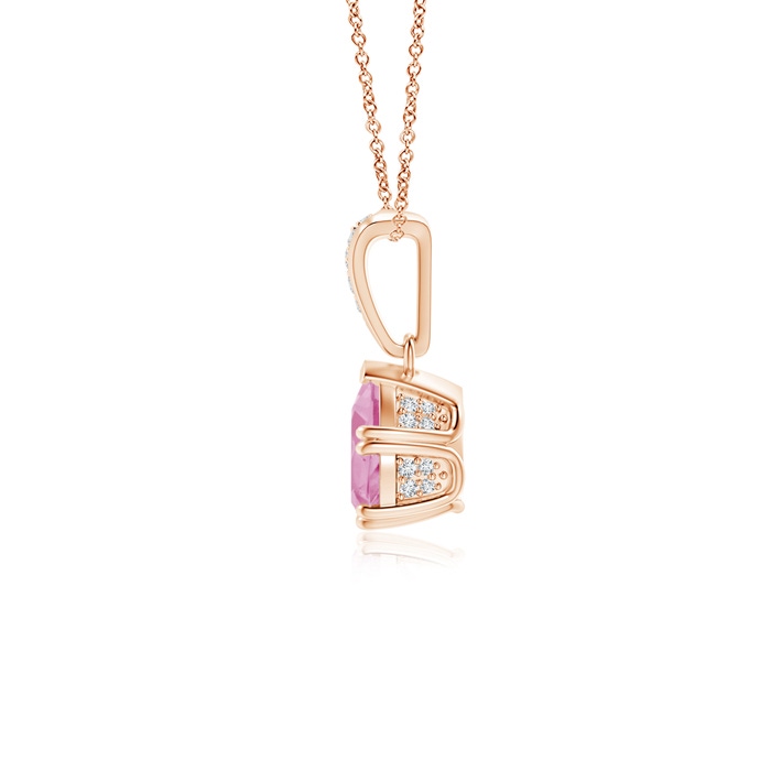 7x5mm A Vintage Style Pear Pink Tourmaline Drop Pendant with Diamonds in 9K Rose Gold product image
