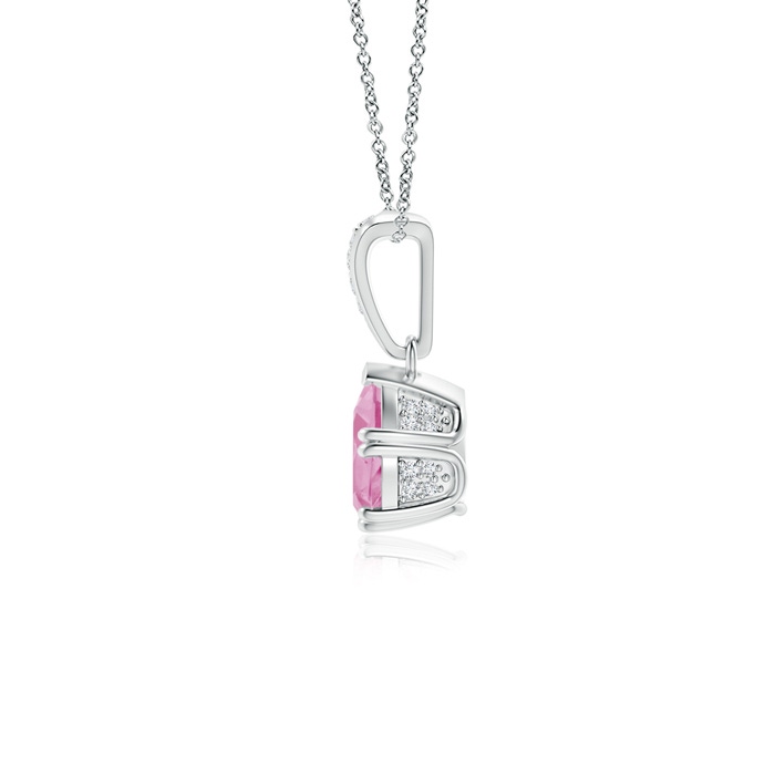 7x5mm A Vintage Style Pear Pink Tourmaline Drop Pendant with Diamonds in White Gold product image