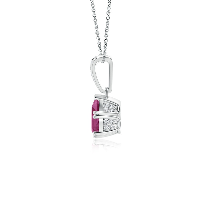 7x5mm AAAA Vintage Style Pear Pink Tourmaline Drop Pendant with Diamonds in White Gold product image