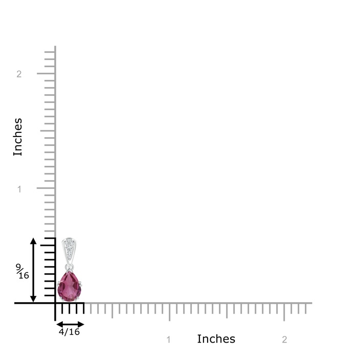 7x5mm AAAA Vintage Style Pear Pink Tourmaline Drop Pendant with Diamonds in White Gold product image