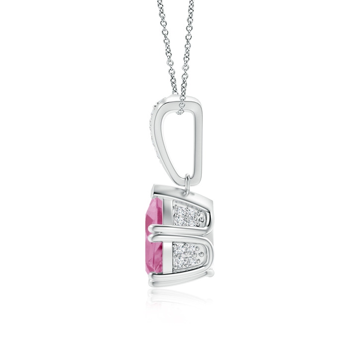 9x7mm AA Vintage Style Pear Pink Tourmaline Drop Pendant with Diamonds in P950 Platinum product image
