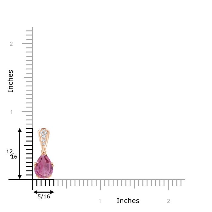 9x7mm AAA Vintage Style Pear Pink Tourmaline Drop Pendant with Diamonds in Rose Gold product image