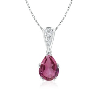 9x7mm AAAA Vintage Style Pear Pink Tourmaline Drop Pendant with Diamonds in P950 Platinum