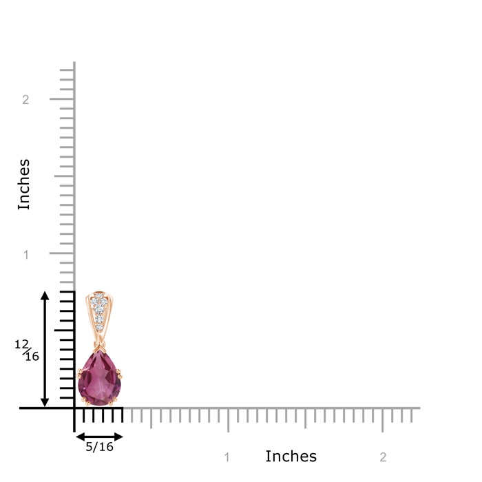 9x7mm AAAA Vintage Style Pear Pink Tourmaline Drop Pendant with Diamonds in Rose Gold product image