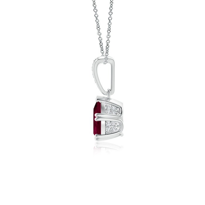 7x5mm A Vintage Style Pear Ruby Drop Pendant with Diamonds in P950 Platinum product image
