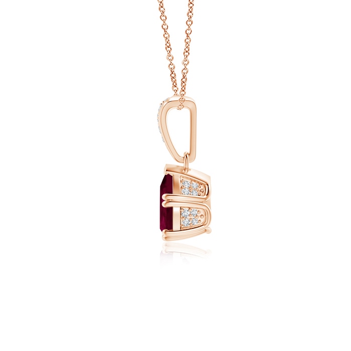 7x5mm A Vintage Style Pear Ruby Drop Pendant with Diamonds in Rose Gold Product Image