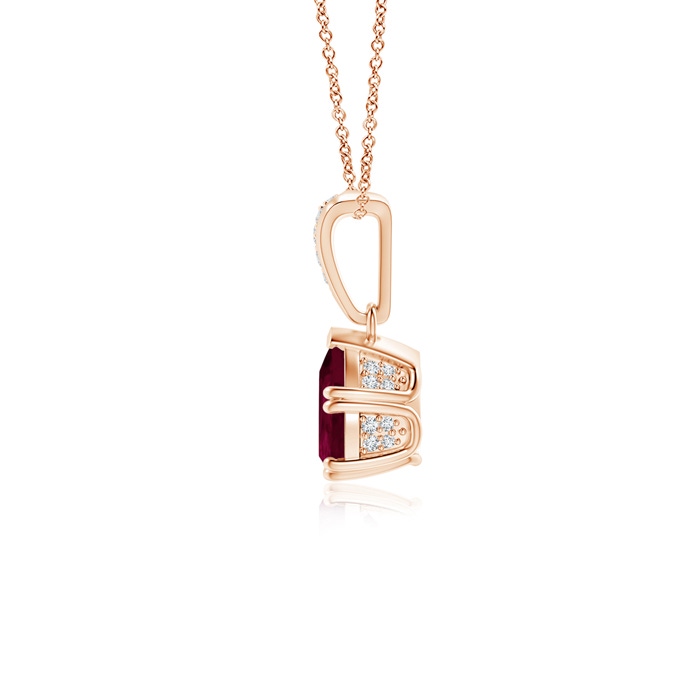7x5mm A Vintage Style Pear Ruby Drop Pendant with Diamonds in Rose Gold product image