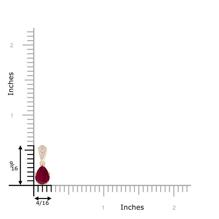 7x5mm A Vintage Style Pear Ruby Drop Pendant with Diamonds in Rose Gold product image
