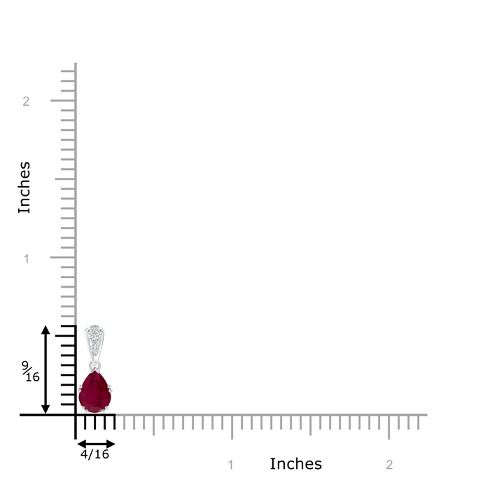 7x5mm A Vintage Style Pear Ruby Drop Pendant with Diamonds in White Gold product image