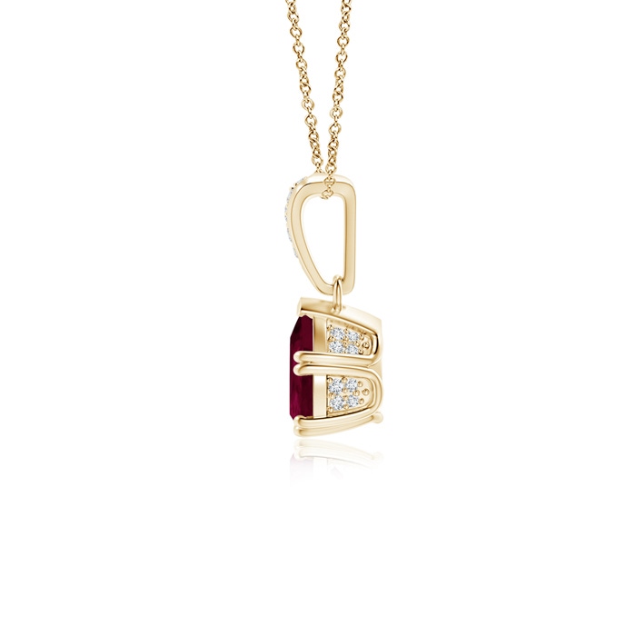 7x5mm A Vintage Style Pear Ruby Drop Pendant with Diamonds in Yellow Gold product image