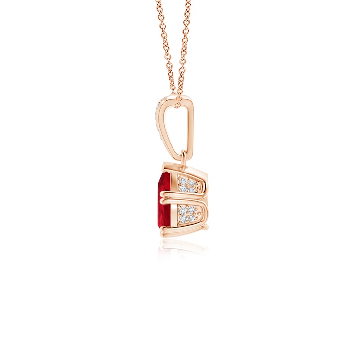 7x5mm AAA Vintage Style Pear Ruby Drop Pendant with Diamonds in Rose Gold product image