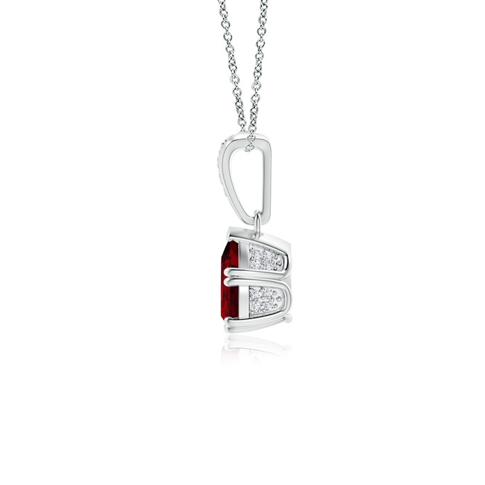 7x5mm Lab-Grown Vintage Style Pear Ruby Drop Pendant with Diamonds in P950 Platinum product image