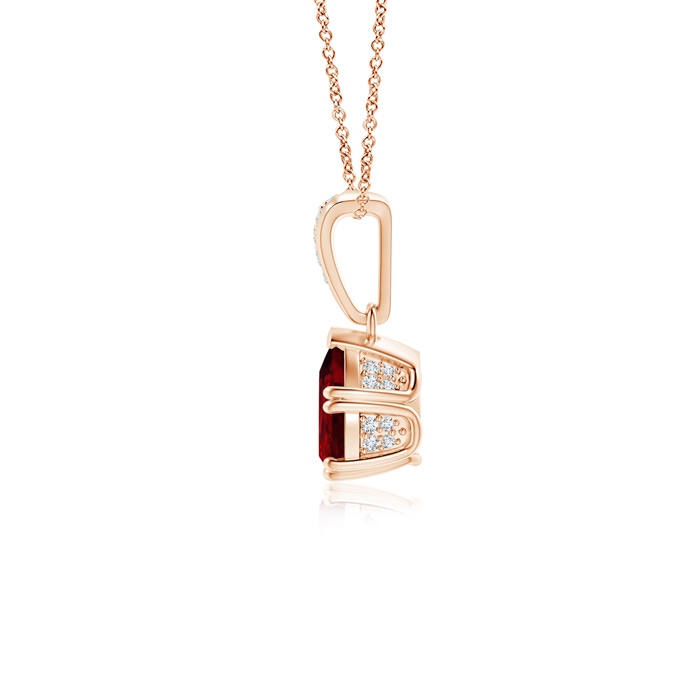 7x5mm Lab-Grown Vintage Style Pear Ruby Drop Pendant with Diamonds in Rose Gold product image