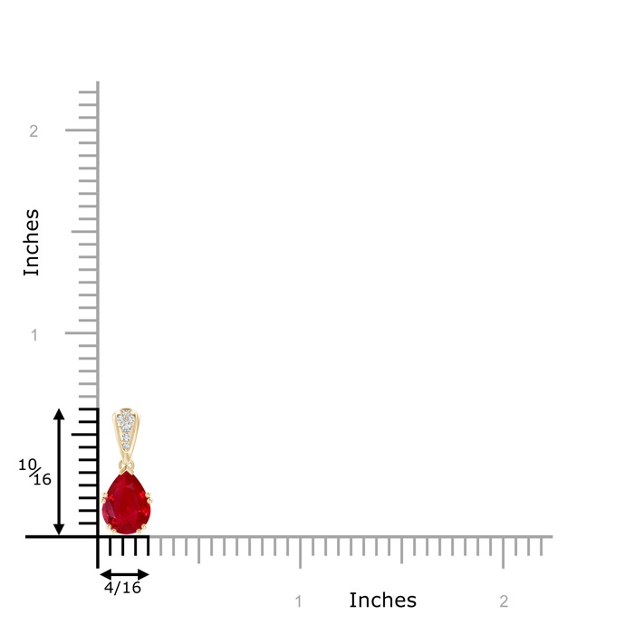 8x6mm AAA Vintage Style Pear Ruby Drop Pendant with Diamonds in Yellow Gold product image