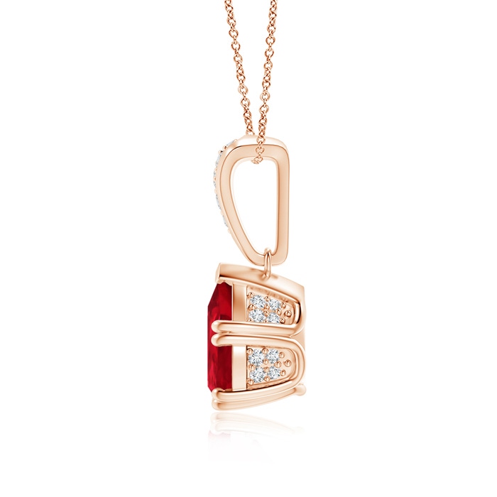 9x7mm AAA Vintage Style Pear Ruby Drop Pendant with Diamonds in Rose Gold product image