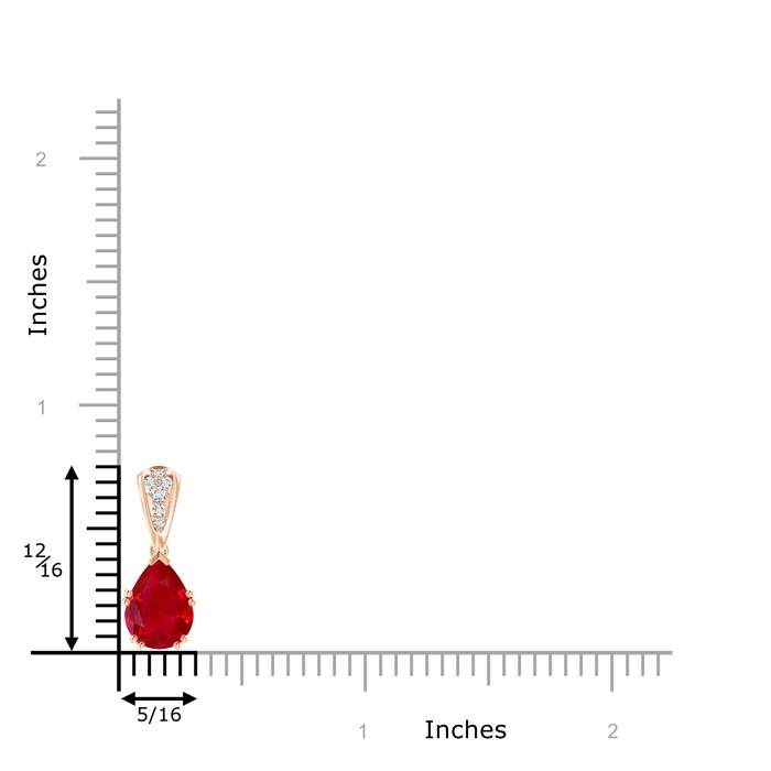 9x7mm AAA Vintage Style Pear Ruby Drop Pendant with Diamonds in Rose Gold product image