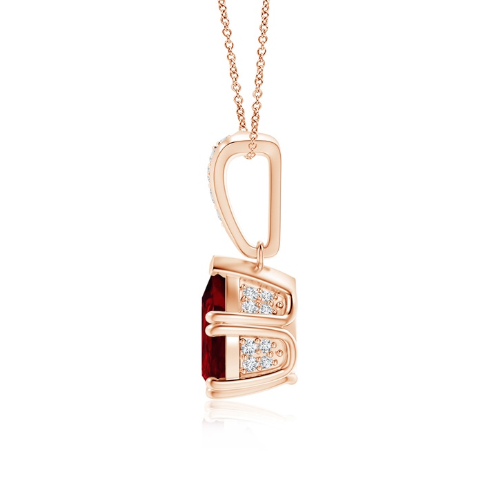 9x7mm AAAA Vintage Style Pear Ruby Drop Pendant with Diamonds in Rose Gold product image