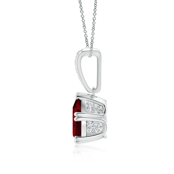 9x7mm Lab-Grown Vintage Style Pear Ruby Drop Pendant with Diamonds in White Gold product image