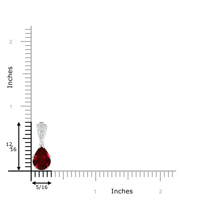 9x7mm Lab-Grown Vintage Style Pear Ruby Drop Pendant with Diamonds in White Gold product image