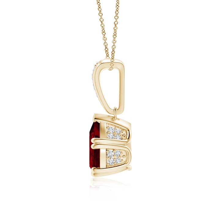 9x7mm Lab-Grown Vintage Style Pear Ruby Drop Pendant with Diamonds in Yellow Gold product image
