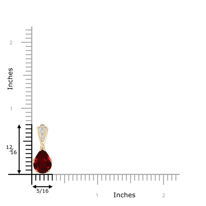 9x7mm Lab-Grown Vintage Style Pear Ruby Drop Pendant with Diamonds in Yellow Gold product image