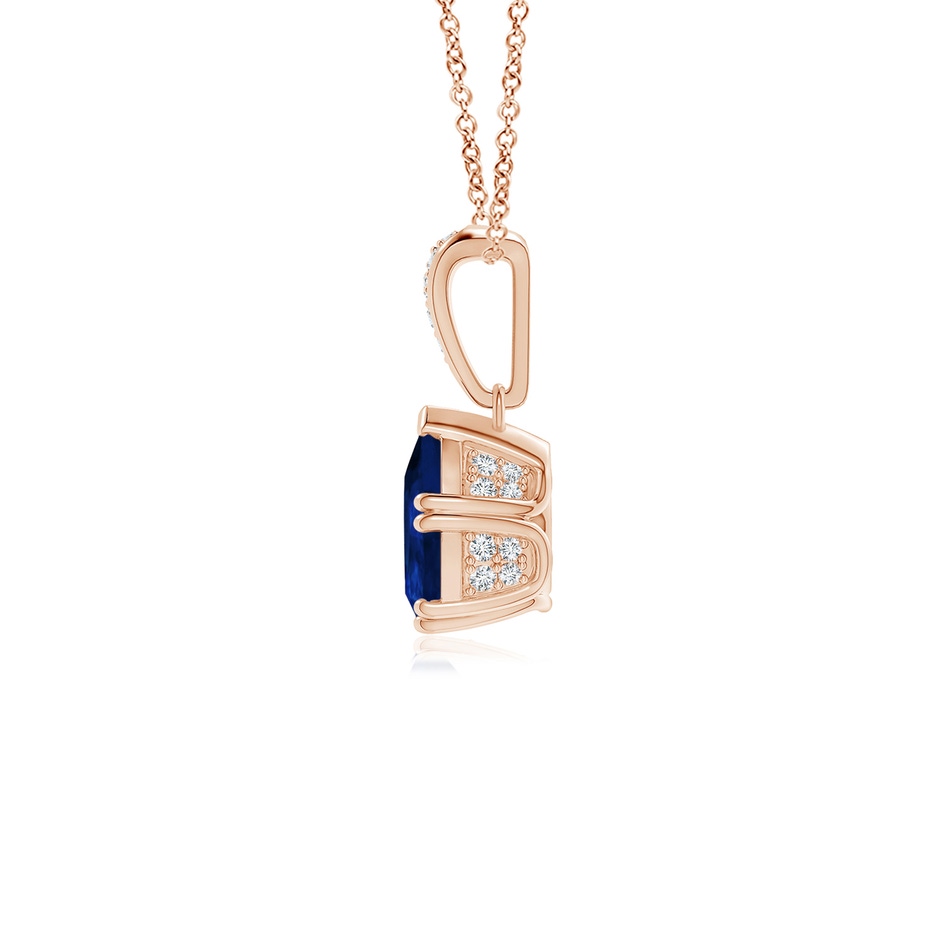 7x5mm AA Vintage Style Pear Sapphire Drop Pendant with Diamonds in Rose Gold side 199