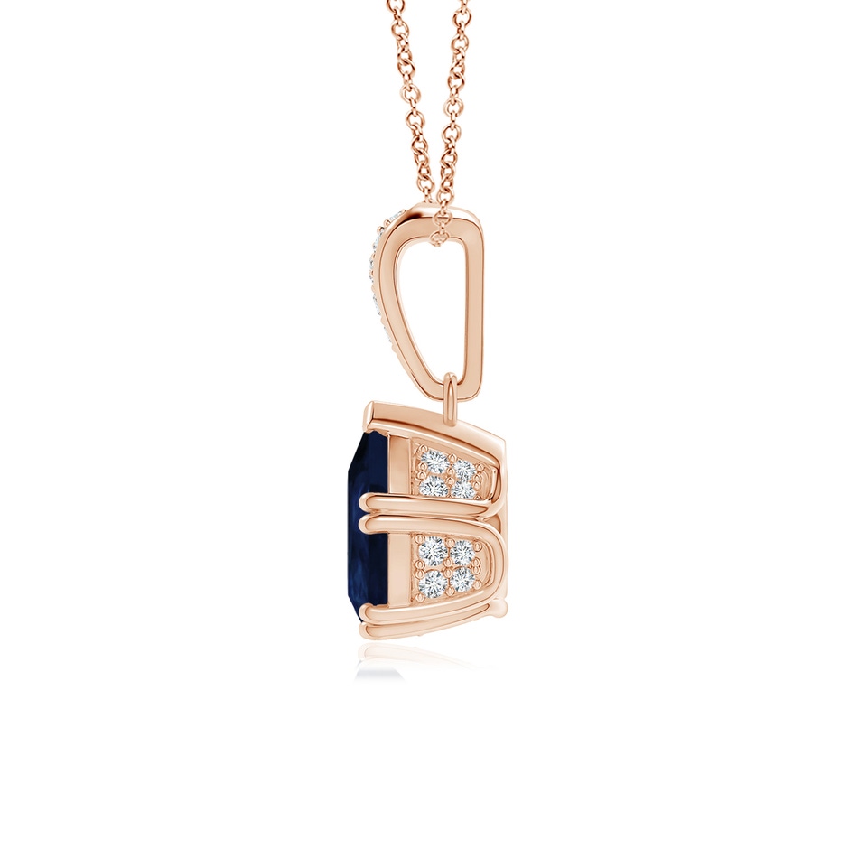8x6mm A Vintage Style Pear Sapphire Drop Pendant with Diamonds in Rose Gold side 199