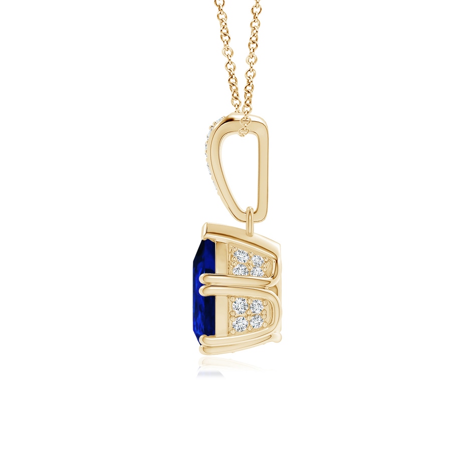 8x6mm AAAA Vintage Style Pear Sapphire Drop Pendant with Diamonds in Yellow Gold side 199