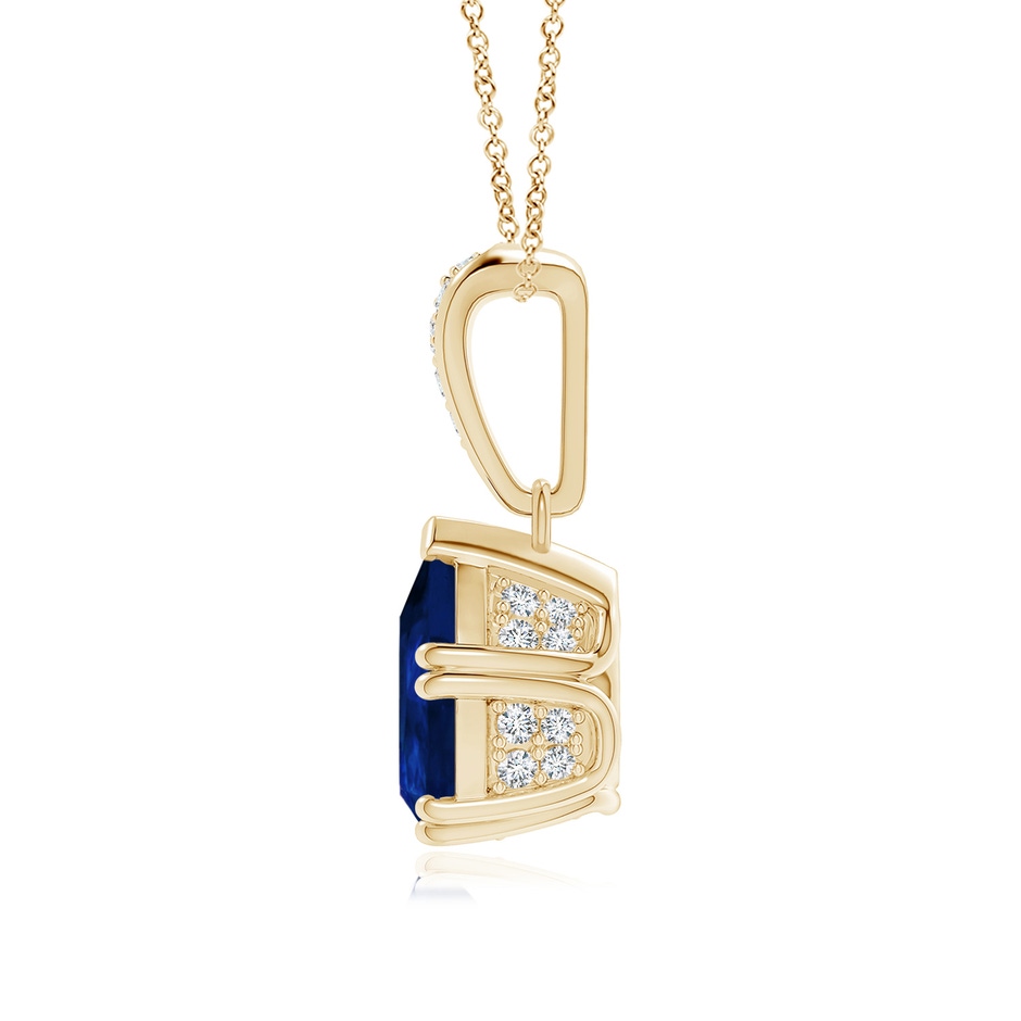 9x7mm AA Vintage Style Pear Sapphire Drop Pendant with Diamonds in Yellow Gold side 199