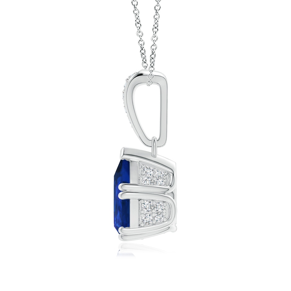 9x7mm AAA Vintage Style Pear Sapphire Drop Pendant with Diamonds in P950 Platinum side 199