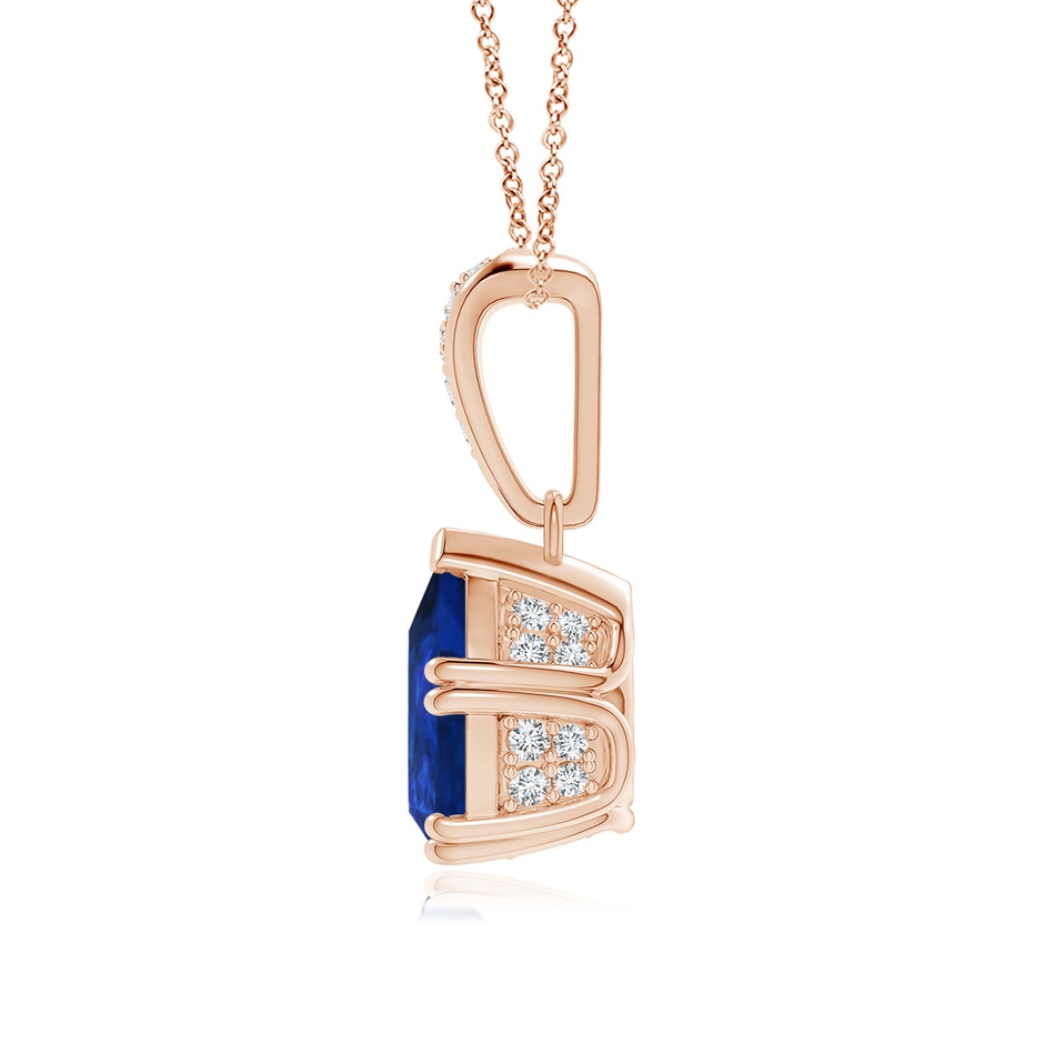 9x7mm AAA Vintage Style Pear Sapphire Drop Pendant with Diamonds in Rose Gold side 199