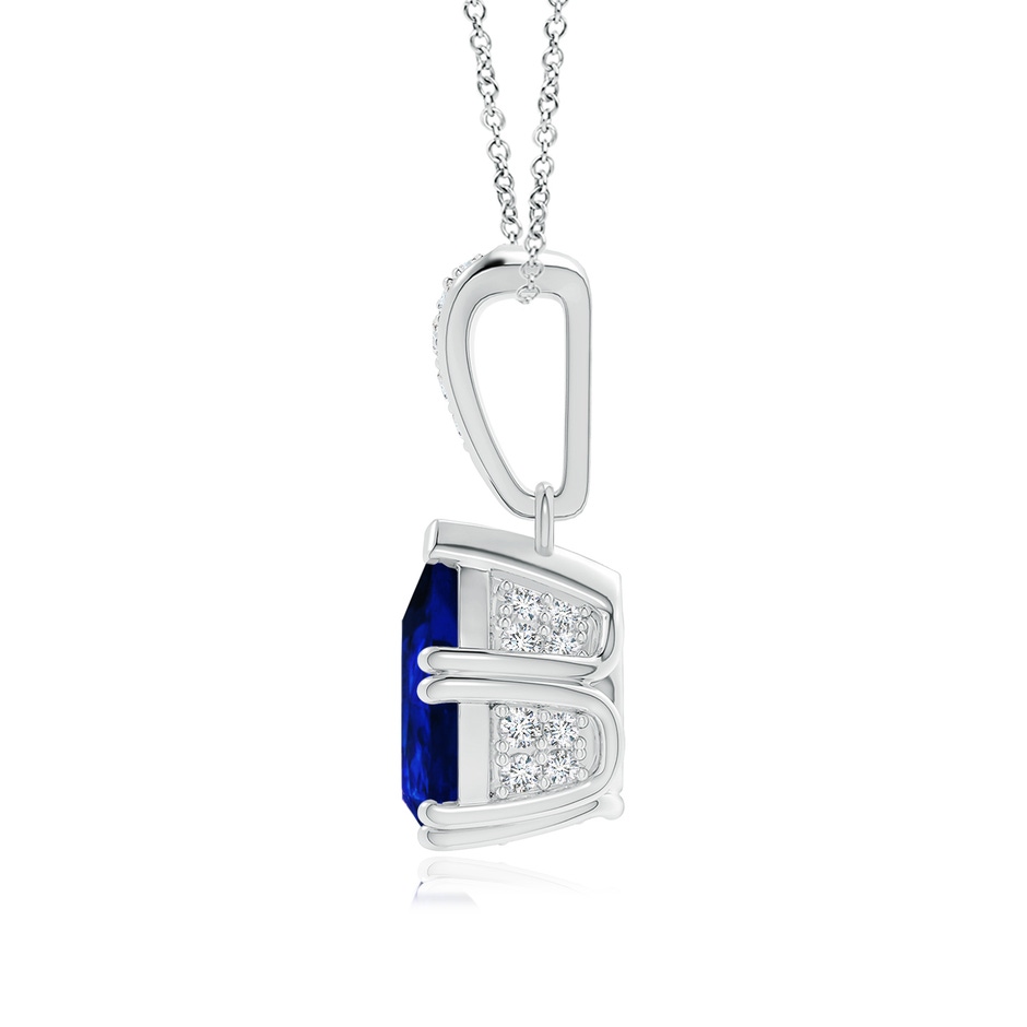 9x7mm AAAA Vintage Style Pear Sapphire Drop Pendant with Diamonds in P950 Platinum side 199
