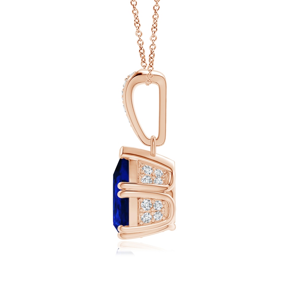 9x7mm AAAA Vintage Style Pear Sapphire Drop Pendant with Diamonds in Rose Gold side 199